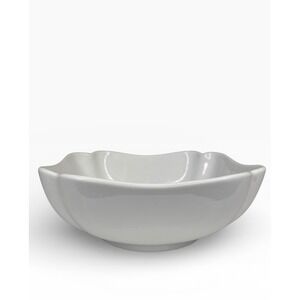 Apilco France Serves 7" Square Serving Bowl Ruffled Footed Salad White Porcelain